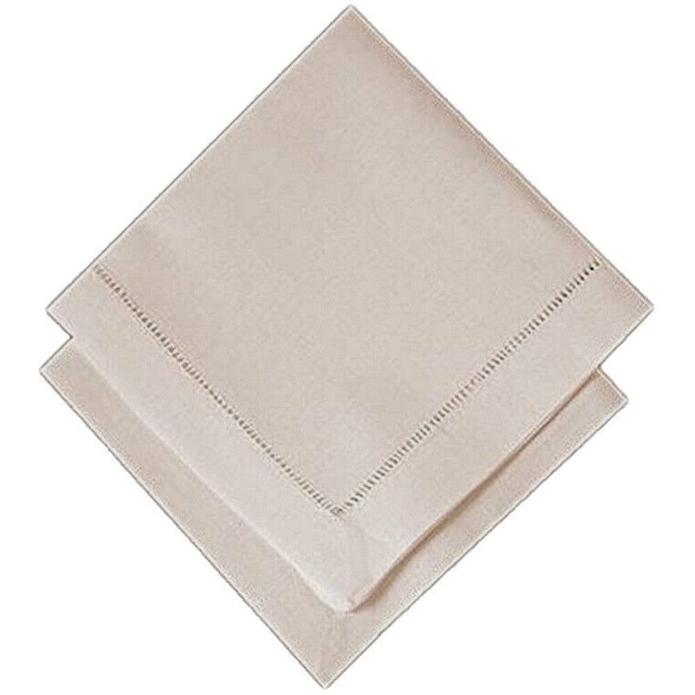 JCP JC Penney Set of 6 Hemstitch Fabric Napkins Light Beige 19x19 Easy Care